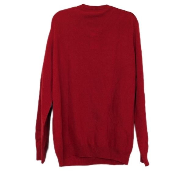 Club Room Mens Cashmere Knit Winter Sweater Long Sleeve V Neck Crimson Red- sz L - Picture 3 of 7